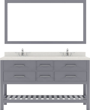 Virtu USA Caroline Estate 60" Double Bath Vanity with Dazzle White Top and Round Sinks with Matching Mirror - Luxe Bathroom Vanities