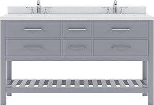 Virtu USA Caroline Estate 60" Double Bath Vanity with Dazzle White Top and Round Sink - Luxe Bathroom Vanities Luxury Bathroom Fixtures Bathroom Furniture