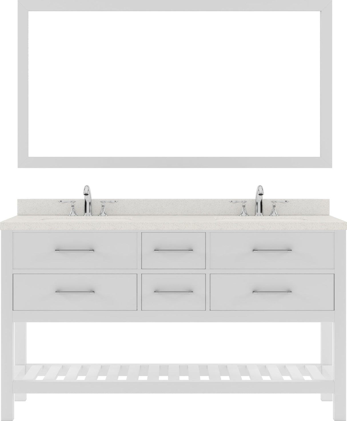 Virtu USA Caroline Estate 60" Double Bath Vanity with Dazzle White Top and Round Sinks with Matching Mirror - Luxe Bathroom Vanities