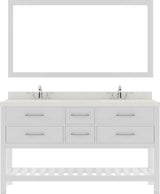 Virtu USA Caroline Estate 60" Double Bath Vanity with Dazzle White Top and Round Sinks with Matching Mirror - Luxe Bathroom Vanities