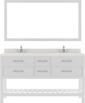 Virtu USA Caroline Estate 60" Double Bath Vanity with Dazzle White Top and Round Sinks with Matching Mirror - Luxe Bathroom Vanities