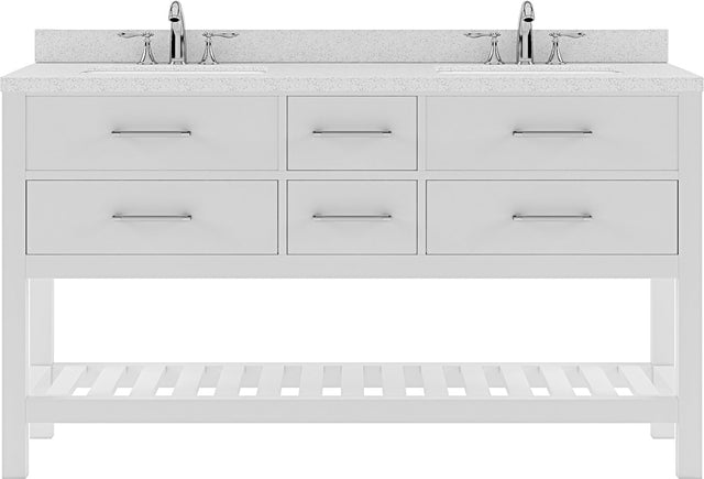 Virtu USA Caroline Estate 60" Double Bath Vanity with Dazzle White Top and Round Sink - Luxe Bathroom Vanities Luxury Bathroom Fixtures Bathroom Furniture