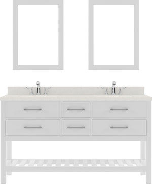 Virtu USA Caroline Estate 60" Double Bath Vanity with Dazzle White Top and Round Sinks with Brushed Nickel Faucets with Matching Mirrors - Luxe Bathroom Vanities