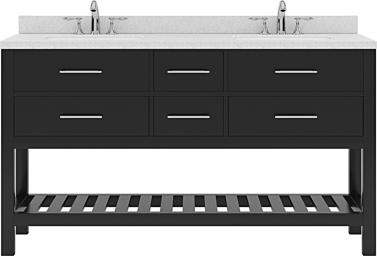 Virtu USA Caroline Estate 60" Double Bath Vanity with Dazzle White Top and Square Sink - Luxe Bathroom Vanities Luxury Bathroom Fixtures Bathroom Furniture