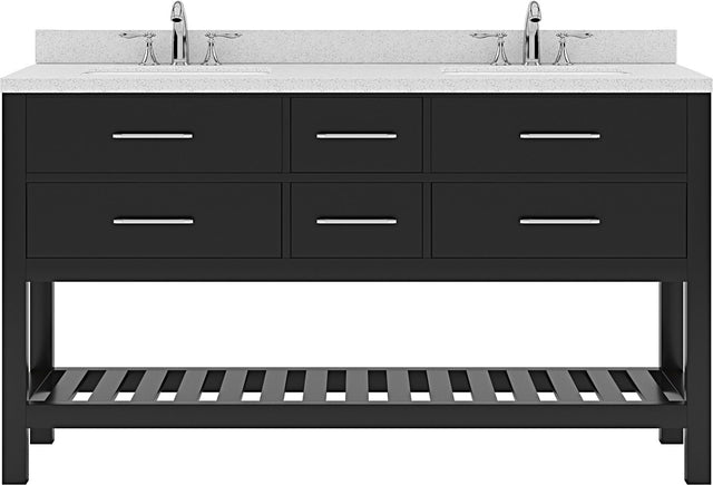 Virtu USA Caroline Estate 60" Double Bath Vanity with Dazzle White Top and Square Sink - Luxe Bathroom Vanities Luxury Bathroom Fixtures Bathroom Furniture