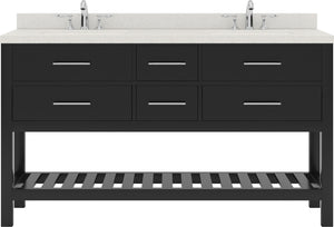 Virtu USA Caroline Estate 60" Double Bath Vanity with Dazzle White Top and Square Sinks with Matching Mirror