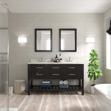 Virtu USA Caroline Estate 60" Double Bath Vanity with Dazzle White Top and Square Sinks with Matching Mirrors