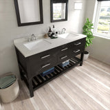 Virtu USA Caroline Estate 60" Double Bath Vanity with Dazzle White Top and Square Sinks with Matching Mirrors