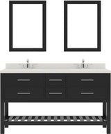 Virtu USA Caroline Estate 60" Double Bath Vanity with Dazzle White Top and Square Sinks with Matching Mirrors - Luxe Bathroom Vanities