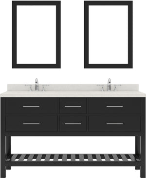 Virtu USA Caroline Estate 60" Double Bath Vanity with Dazzle White Top and Square Sinks with Matching Mirrors - Luxe Bathroom Vanities