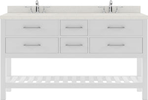 Virtu USA Caroline Estate 60" Double Bath Vanity with Dazzle White Top and Square Sinks with Matching Mirrors
