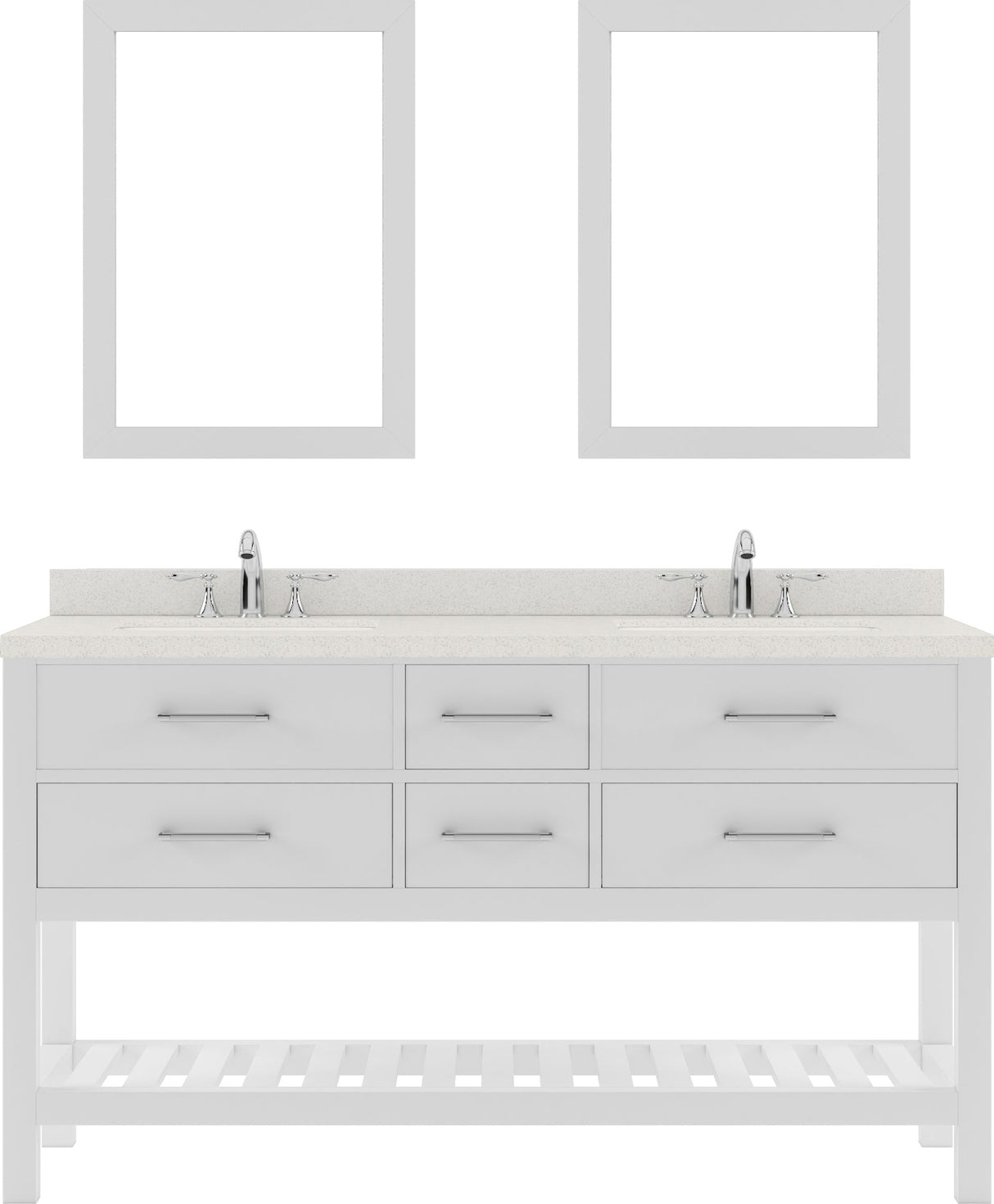 Virtu USA Caroline Estate 60" Double Bath Vanity with Dazzle White Top and Square Sinks with Matching Mirrors - Luxe Bathroom Vanities