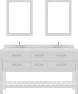 Virtu USA Caroline Estate 60" Double Bath Vanity with Dazzle White Top and Square Sinks with Matching Mirrors - Luxe Bathroom Vanities