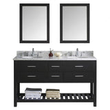 Virtu USA Caroline Estate 60" Double Bath Vanity with Marble Top and Round Sink with Polished Chrome Faucet and Mirrors - Luxe Bathroom Vanities Luxury Bathroom Fixtures Bathroom Furniture