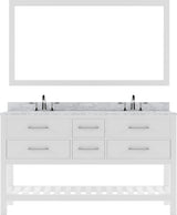 Virtu USA Caroline Estate 60" Double Bath Vanity with Marble Top and Round Sink with Mirror - Luxe Bathroom Vanities