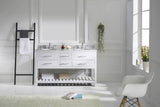 Virtu USA Caroline Estate 60" Double Bath Vanity with White Marble Top and Round Sinks