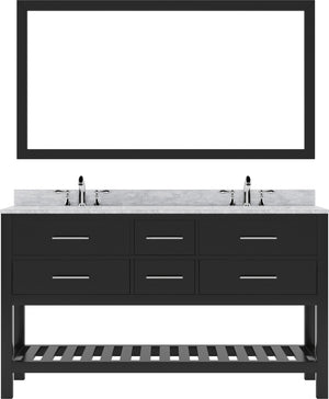 Virtu USA Caroline Estate 60" Double Bath Vanity with Marble Top and Square Sink with Mirror - Luxe Bathroom Vanities