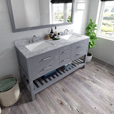 Virtu USA Caroline Estate 60" Double Bath Vanity with White Marble Top and Square Sinks with Matching Mirror