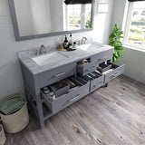 Virtu USA Caroline Estate 60" Double Bath Vanity with White Marble Top and Square Sinks with Matching Mirror