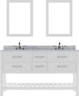 Virtu USA Caroline Estate 60" Double Bath Vanity with Marble Top and Square Sink with Brushed Nickel Faucet and Mirrors - Luxe Bathroom Vanities