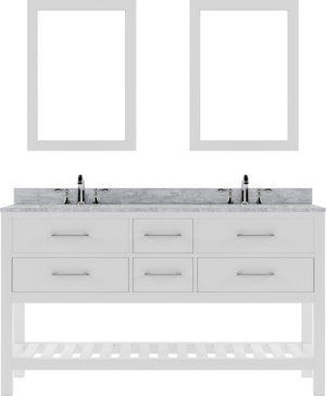 Virtu USA Caroline Estate 60" Double Bath Vanity with Marble Top and Square Sink with Mirrors - Luxe Bathroom Vanities