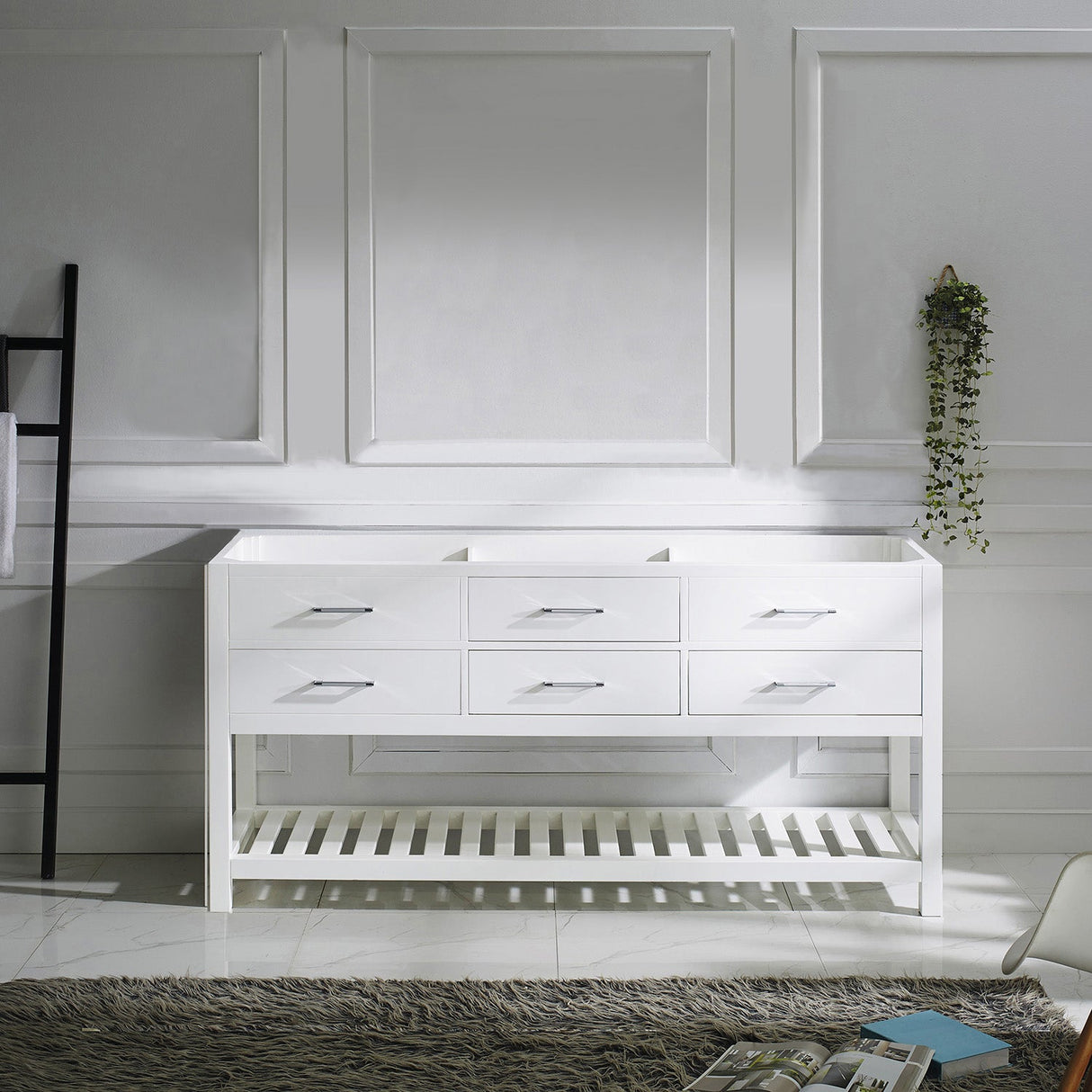 Virtu USA Caroline Estate 72" Double Cabinet in White