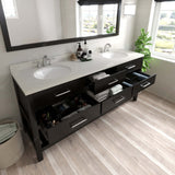 Virtu USA Caroline Estate 72" Double Bath Vanity with White Quartz Top and Round Sinks with Matching Mirror