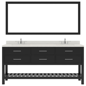 Virtu USA Caroline Estate 72" Double Bath Vanity with Dazzle White Top and Round Sinks with Brushed Nickel Faucets with Matching Mirror - Luxe Bathroom Vanities