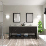 Virtu USA Caroline Estate 72" Double Bath Vanity with Dazzle White Quartz Top and Round Sinks with Matching Mirrors