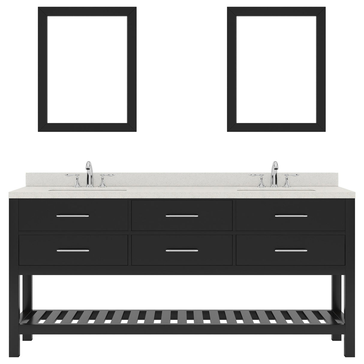 Virtu USA Caroline Estate 72" Double Bath Vanity with Dazzle White Quartz Top and Round Sinks with Matching Mirrors - Luxe Bathroom Vanities