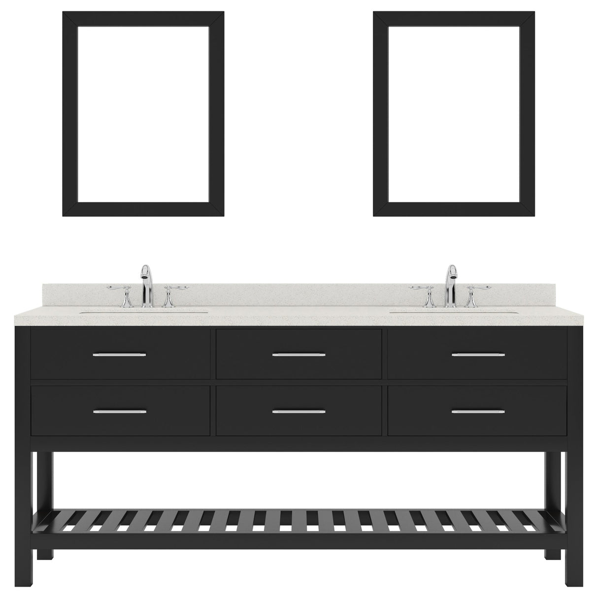 Virtu USA Caroline Estate 72" Double Bath Vanity with Dazzle White Top and Square Sinks with Brushed Nickel Faucets with Matching Mirrors - Luxe Bathroom Vanities