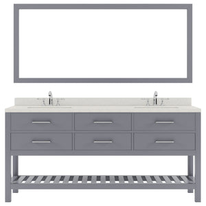 Virtu USA Caroline Estate 72" Double Bath Vanity with Dazzle White Top and Round Sinks with Polished Chrome Faucets with Matching Mirror - Luxe Bathroom Vanities