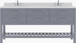 Virtu USA Caroline Estate 72" Double Bath Vanity in Grey with Dazzle White Top and Round Sink - Luxe Bathroom Vanities Luxury Bathroom Fixtures Bathroom Furniture