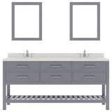 Virtu USA Caroline Estate 72" Double Bath Vanity with Dazzle White Top and Round Sink with Mirrors - Luxe Bathroom Vanities