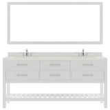 Virtu USA Caroline Estate 72" Double Bath Vanity with White Quartz Top and Round Sinks with Matching Mirror - Luxe Bathroom Vanities