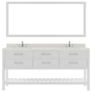 Virtu USA Caroline Estate 72" Double Bath Vanity with White Quartz Top and Round Sinks with Matching Mirror - Luxe Bathroom Vanities