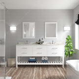 Virtu USA Caroline Estate 72" Double Bath Vanity with Dazzle White Quartz Top and Round Sinks with Matching Mirrors