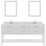 Virtu USA Caroline Estate 72" Double Bath Vanity with Dazzle White Top and Round Sinks with Brushed Nickel Faucets with Matching Mirrors - Luxe Bathroom Vanities