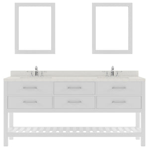 Virtu USA Caroline Estate 72" Double Bath Vanity with Dazzle White Top and Square Sinks with Brushed Nickel Faucets with Matching Mirrors - Luxe Bathroom Vanities