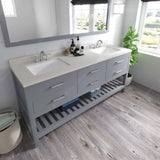 Virtu USA Caroline Estate 72" Double Bath Vanity with Dazzle White Top and Square Sinks with Matching Mirror