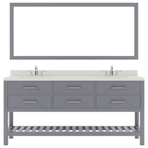 Virtu USA Caroline Estate 72" Double Bath Vanity with Dazzle White Top and Square Sinks with Brushed Nickel Faucets with Matching Mirror - Luxe Bathroom Vanities