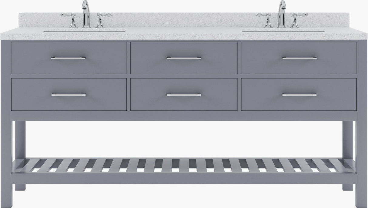 Virtu USA Caroline Estate 72" Double Bath Vanity in Grey with Dazzle White Top and Square Sink - Luxe Bathroom Vanities Luxury Bathroom Fixtures Bathroom Furniture