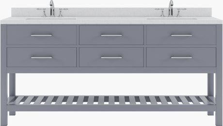 Virtu USA Caroline Estate 72" Double Bath Vanity in Grey with Dazzle White Top and Square Sink - Luxe Bathroom Vanities Luxury Bathroom Fixtures Bathroom Furniture