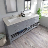 Virtu USA Caroline Estate 72" Double Bath Vanity with Dazzle White Top and Square Sinks with Matching Mirrors