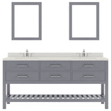 Virtu USA Caroline Estate 72" Double Bath Vanity with Dazzle White Top and Square Sink with Mirrors - Luxe Bathroom Vanities