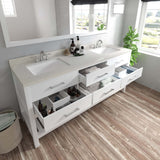 Virtu USA Caroline Estate 72" Double Bath Vanity with Dazzle White Top and Square Sinks with Matching Mirror