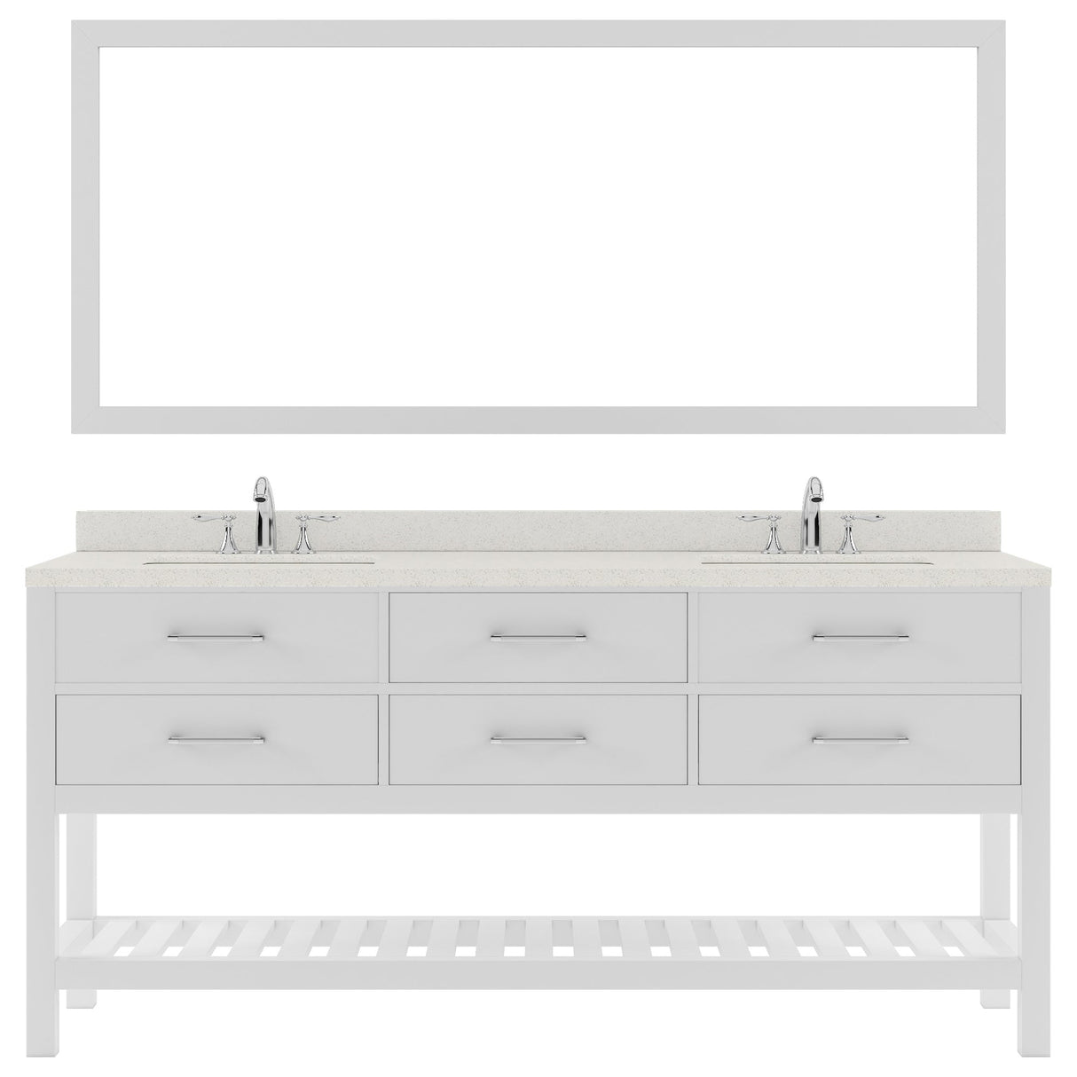 Virtu USA Caroline Estate 72" Double Bath Vanity with Dazzle White Top and Square Sinks with Matching Mirror - Luxe Bathroom Vanities