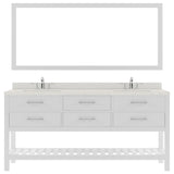 Virtu USA Caroline Estate 72" Double Bath Vanity with Dazzle White Top and Square Sinks with Matching Mirror - Luxe Bathroom Vanities