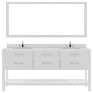 Virtu USA Caroline Estate 72" Double Bath Vanity with Dazzle White Top and Square Sinks with Polished Chrome Faucets with Matching Mirror - Luxe Bathroom Vanities
