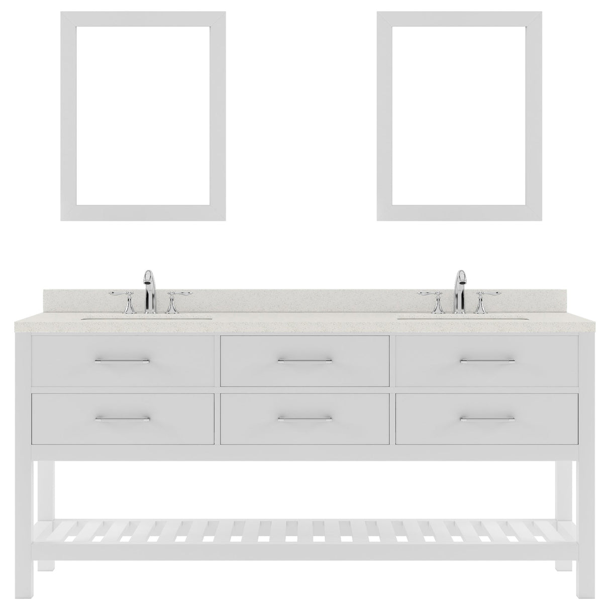 Virtu USA Caroline Estate 72" Double Bath Vanity with Dazzle White Top and Square Sinks with Matching Mirrors - Luxe Bathroom Vanities